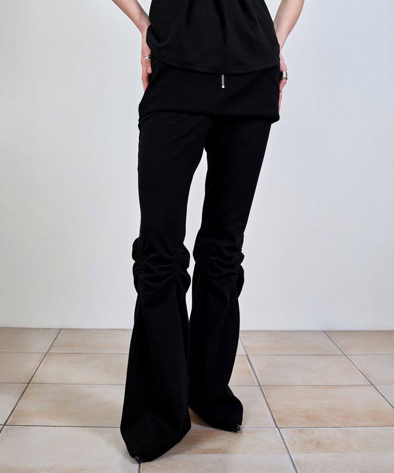 EXPOSURE ZIP SWEAT SKIRT PANTS BLACK