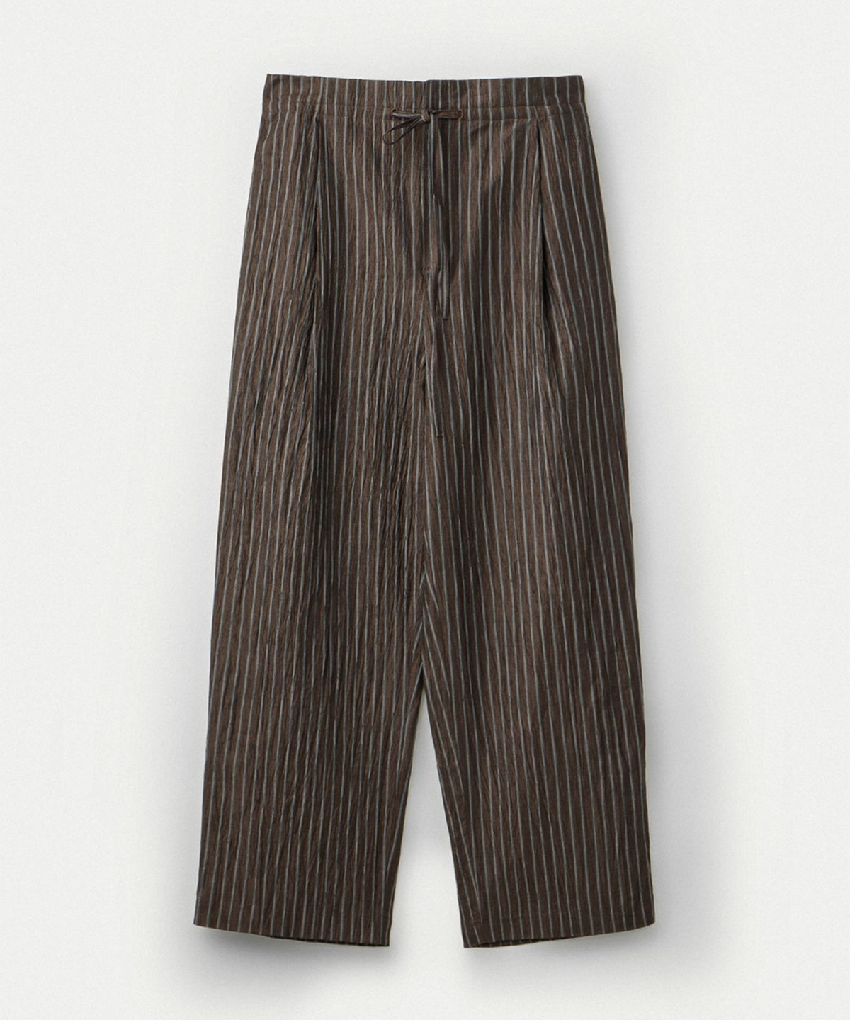 우마뭉(UMARMUNG) Japanese Crinkled Linen Draw Waist Pants_Walnut