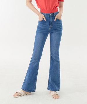 라인업 세미 롱 부츠컷 스판 데님 팬츠 (중청)