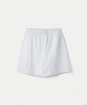 Striped Cotton Poplin Shorts_Off White