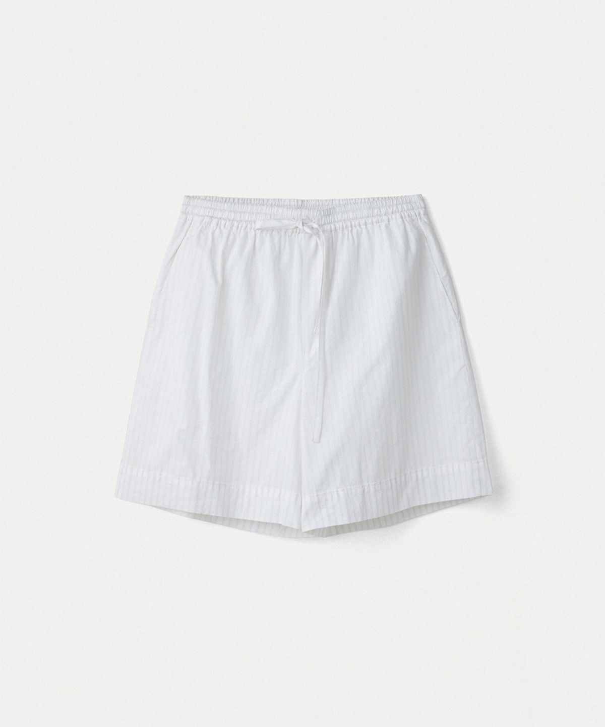 우마뭉(UMARMUNG) Striped Cotton Poplin Shorts_Off White