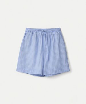 Striped Cotton Poplin Shorts_Blue