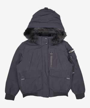 N224WDW930 여성 타루가 퍼 트리밍 후디 구스다운 점퍼 CARBON BLACK S