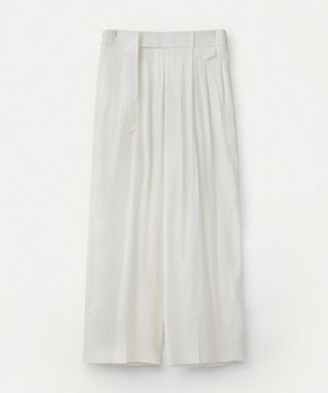 Elastic Linen Belted Pants_Off White