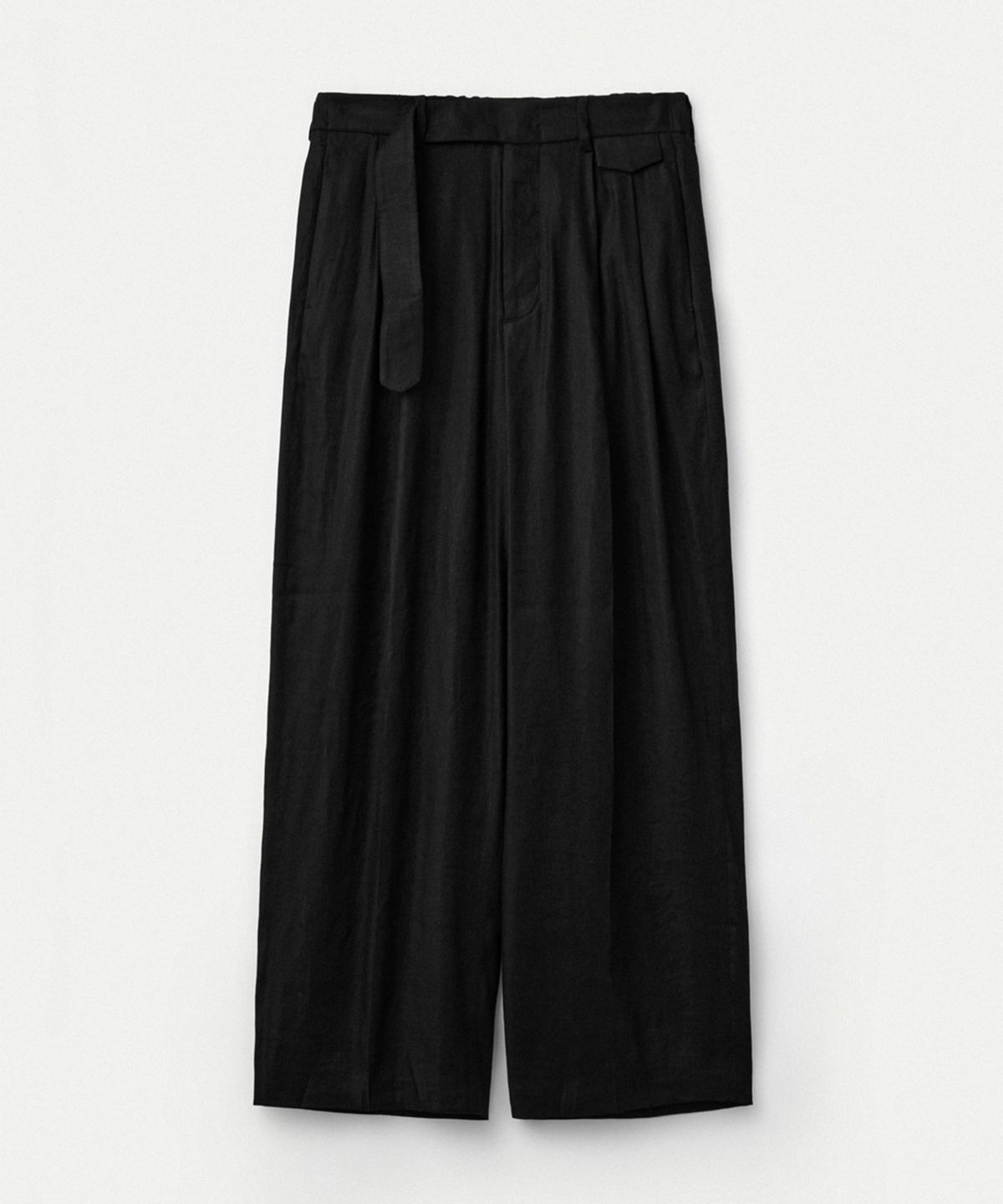 우마뭉(UMARMUNG) Elastic Linen Belted Pants_Black