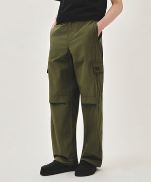 M WIDE NYLON CARGO PANTS khaki