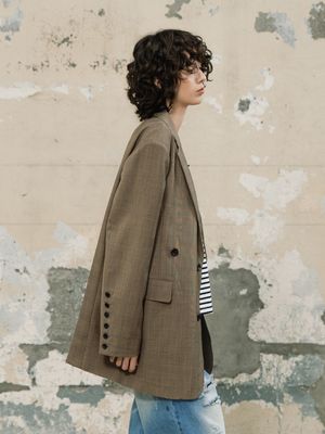 오버핏 싱글 자켓_베이지