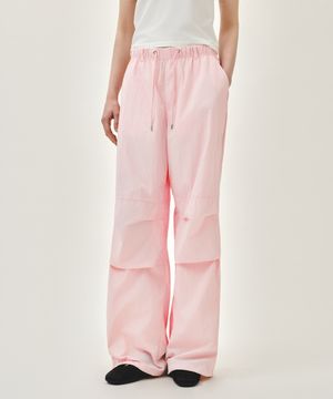W WIDE FIT NYLON PARACHUTE PANTS pink
