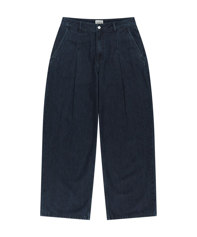 M WIDE FIT TUCK DENIM PANTS indigo