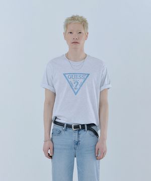 [CORE] 3color 유니 데님 프린트 삼각 반팔 티셔츠 MQ2K9432