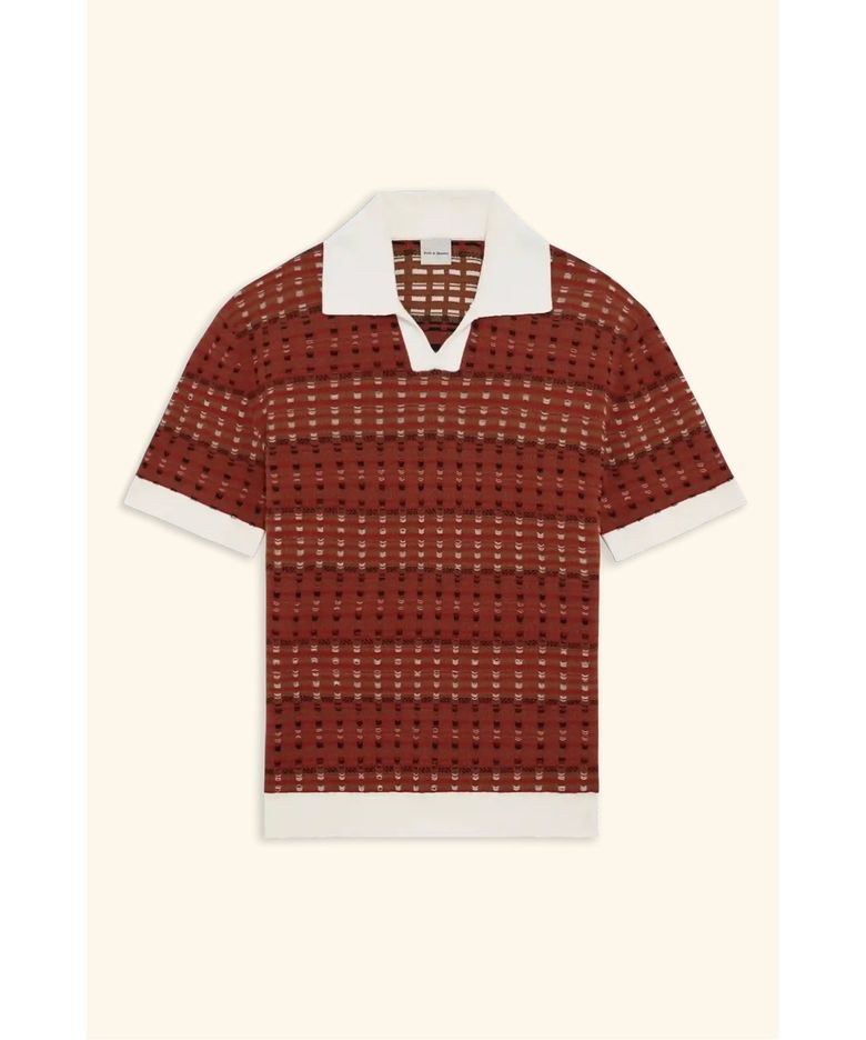 쿠지 스트라이프 니트 폴로 Polo Maille Coogie D0WPM26204RED