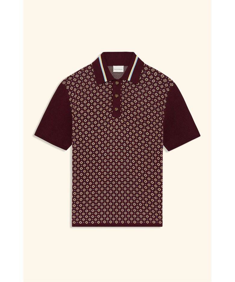 크라바트 자카드 니트 폴로 Polo Maille Jacquard Cravate D0WPM26205RED