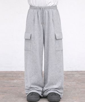 스트링 밴딩 포켓카고 와이드 트레이닝 스웻 팬츠 10Color