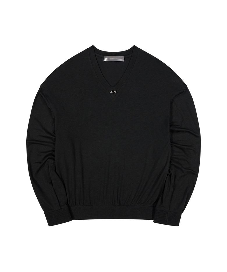 V Neck Banding Longsleeve - black