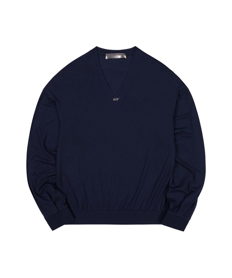 V Neck Banding Longsleeve - navy