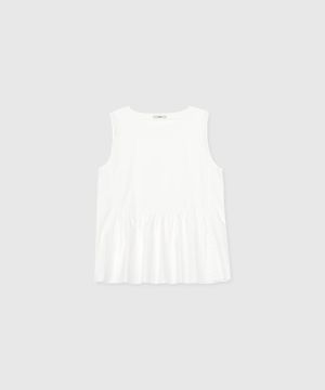 Washed cotton sleeveless (White)