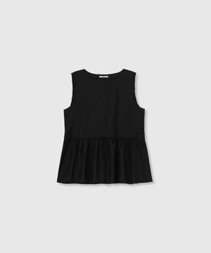 Washed cotton sleeveless (Black)