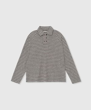 Soft stripe pique tee (Melange gray)