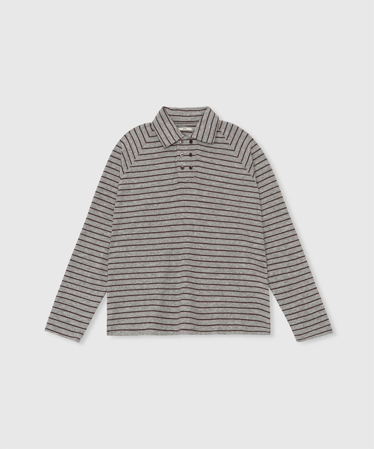 니히(NIEEH) Soft stripe pique tee (Melange gray)