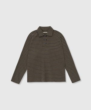 Soft stripe pique tee (Khaki)