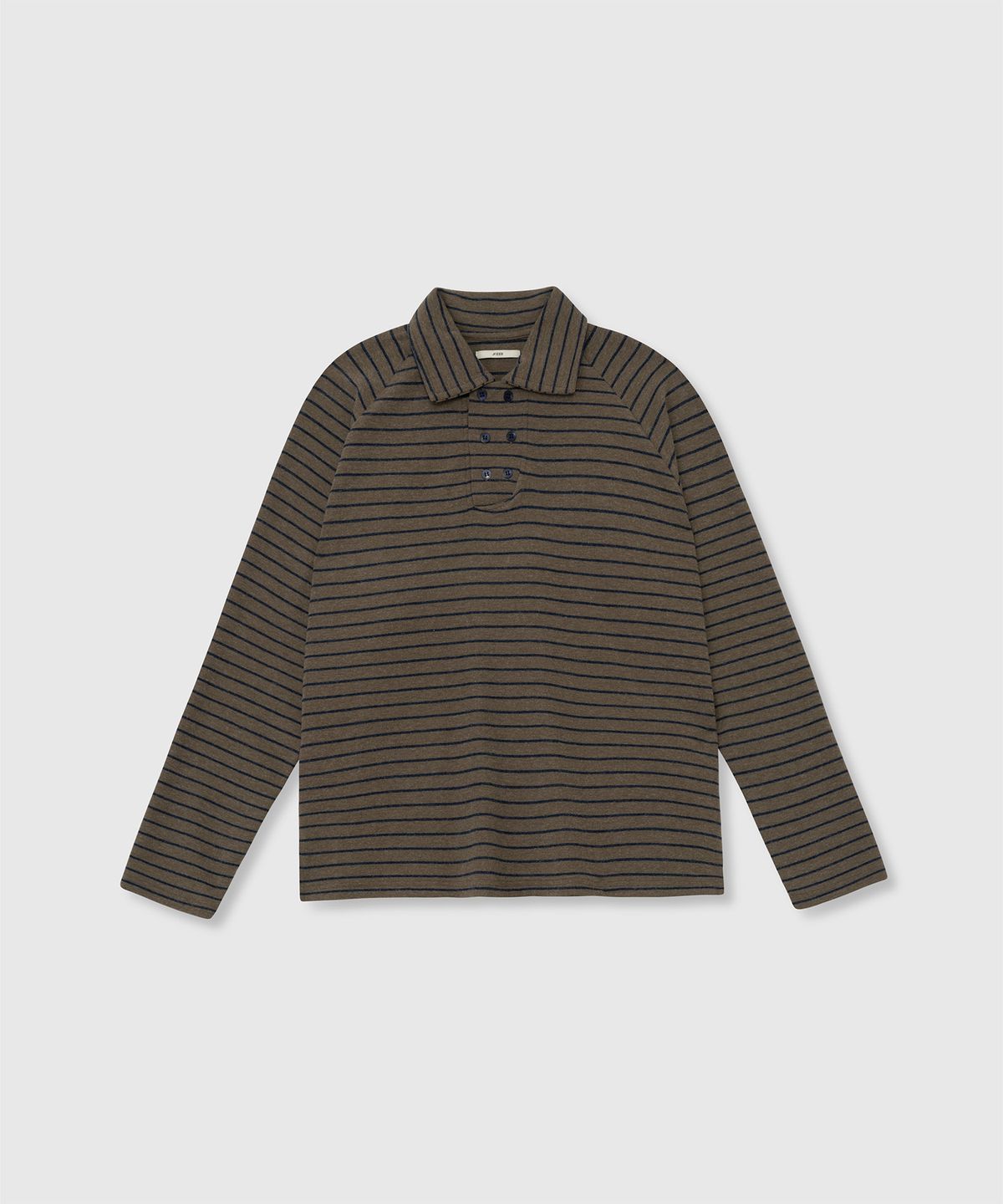 니히(NIEEH) Soft stripe pique tee (Khaki)