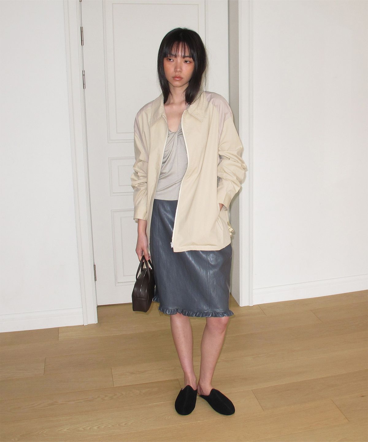 니히(NIEEH) Panel shirt jacket (Beige)