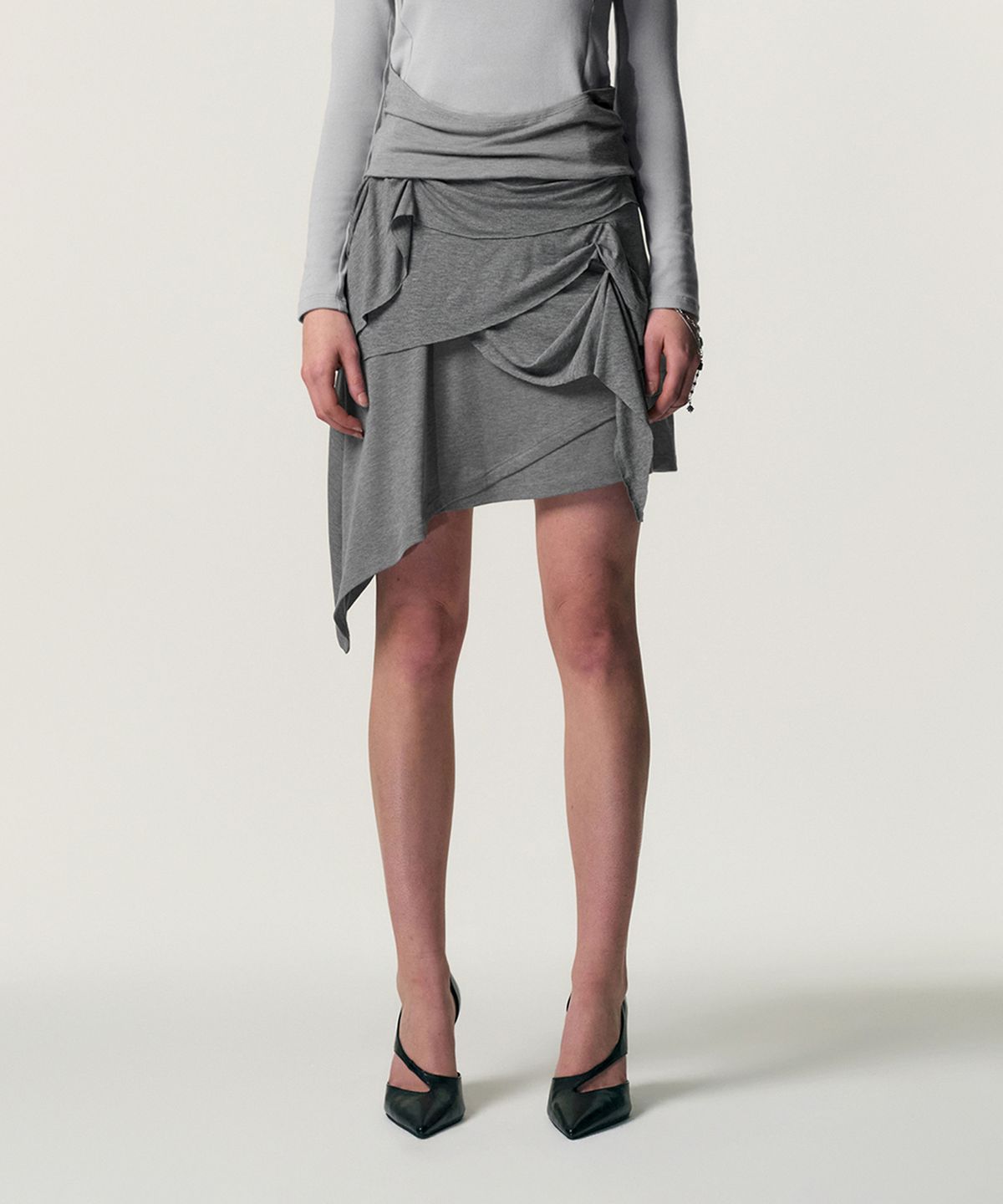 킴지수(KIMZISU) Soft-Drape Jersey Skirt_GREY