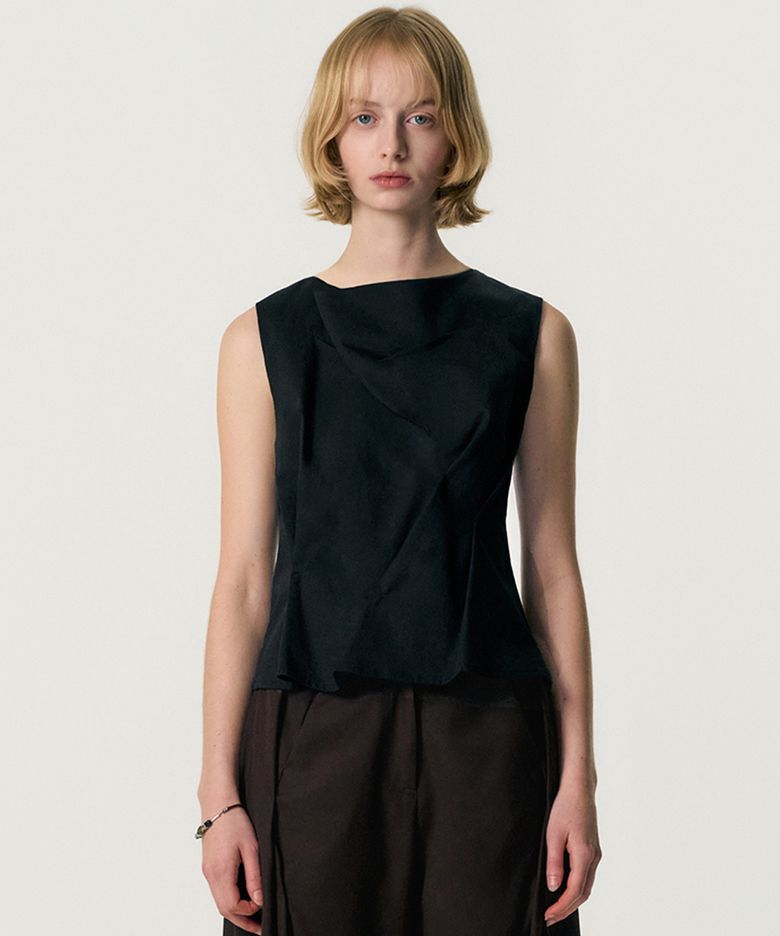 Draped Shell Top_BLACK