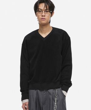 브이넥 스웨트 셔츠 블랙