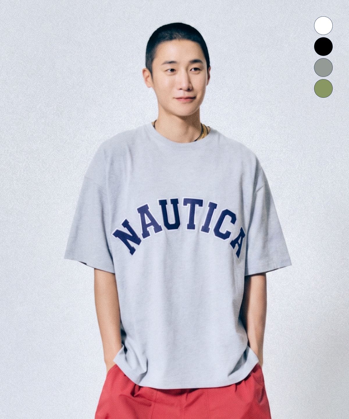 노티카(NAUTICA) 아치 로고 티셔츠(4colors) NTS4826