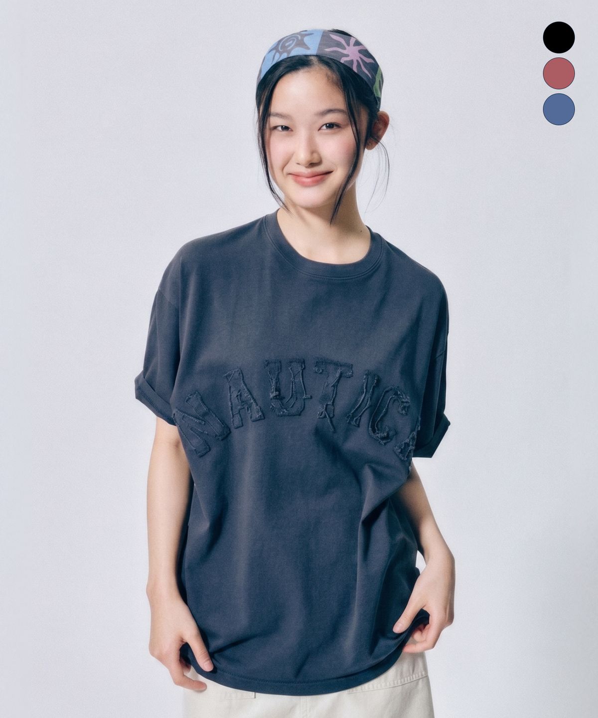 노티카(NAUTICA) 아치 로고 피그먼트 티셔츠(3colors) NTS4836