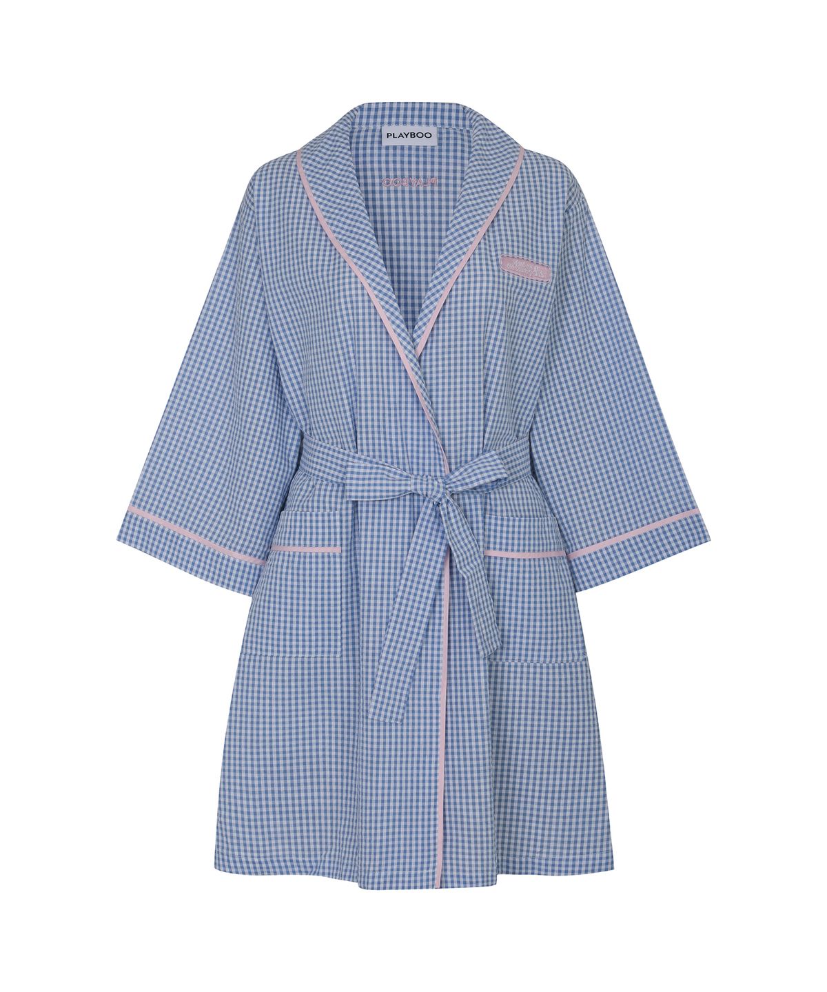 플레이부(PLAYBOO) SEERSUCKER COTTON ROBE_Light Blue