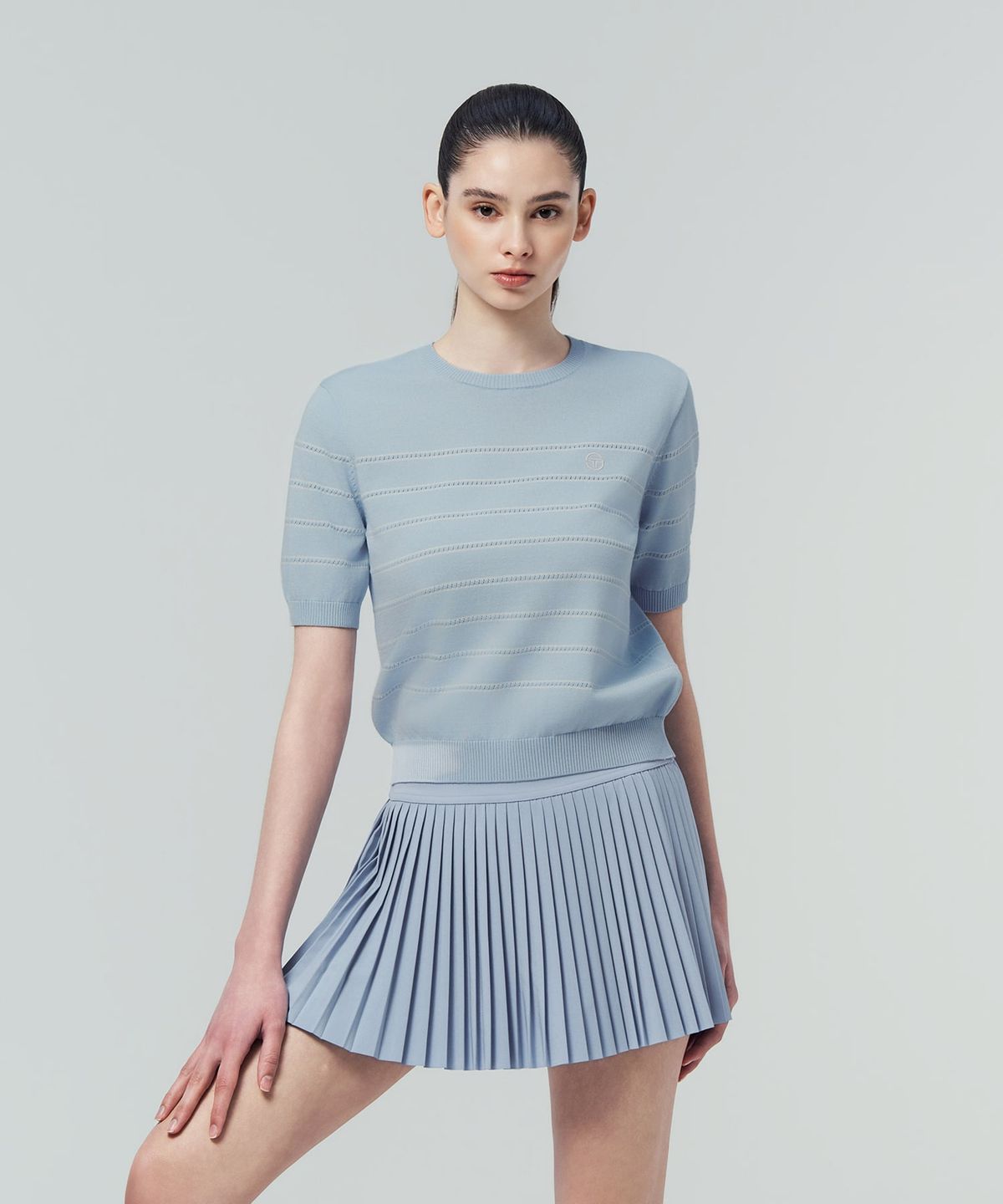 세르지오 타키니(SERGIO TACCHINI) W FRESCA KNIT 스트라이프 반팔 (L.Indigo)
