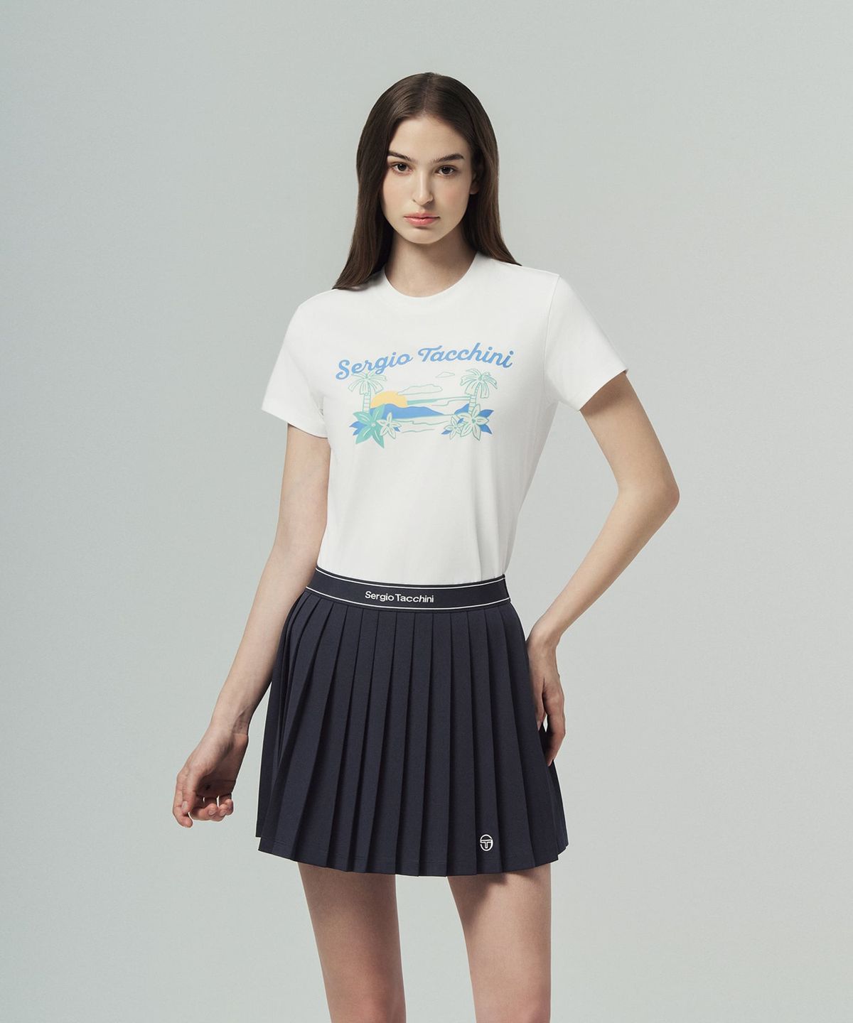 세르지오 타키니(SERGIO TACCHINI) W 쿨매치 그래픽 반팔 티셔츠 (White)