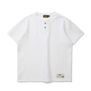 Waffle henley neck Tee White