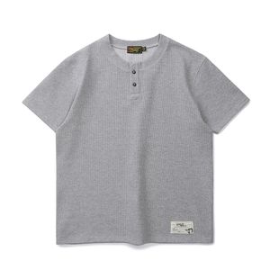 Waffle henley neck Tee Melangegray