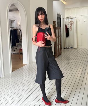 low rise flare pants Charcoal)