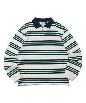 멀티 스트라이프 카라 티셔츠 (아이보리/그린)