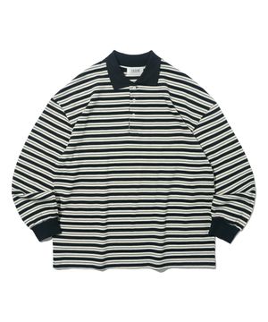 옥스퍼드 스트라이프 카라 긴팔티 (블랙/화이트)