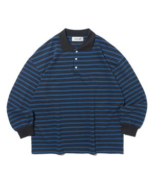 옥스퍼드 스트라이프 카라 긴팔티 (네이비/블루)