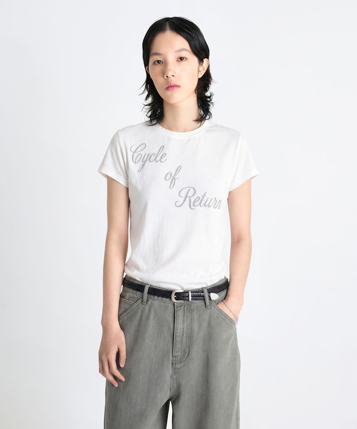 라벨아카이브(LABELARCHIVE) W Coe faded graphic T-shirt type