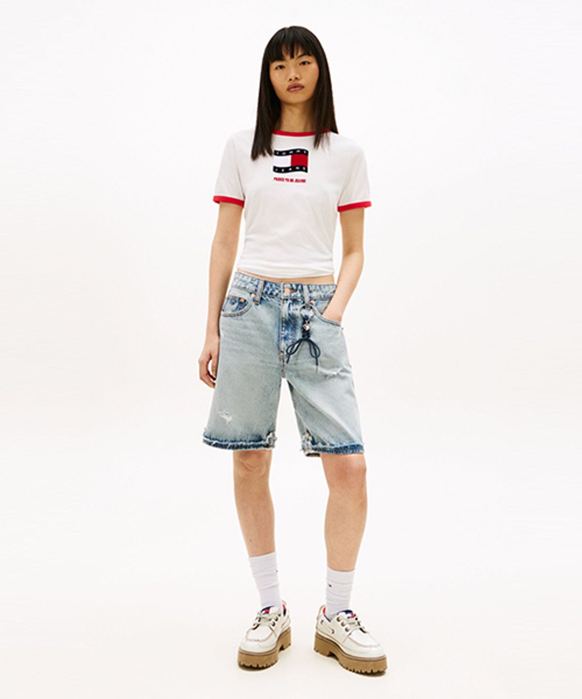 타미진스(TOMMY JEANS) 미아 릴렉스 버뮤다 숏츠 (T32G1NEQ62TWT11AB)