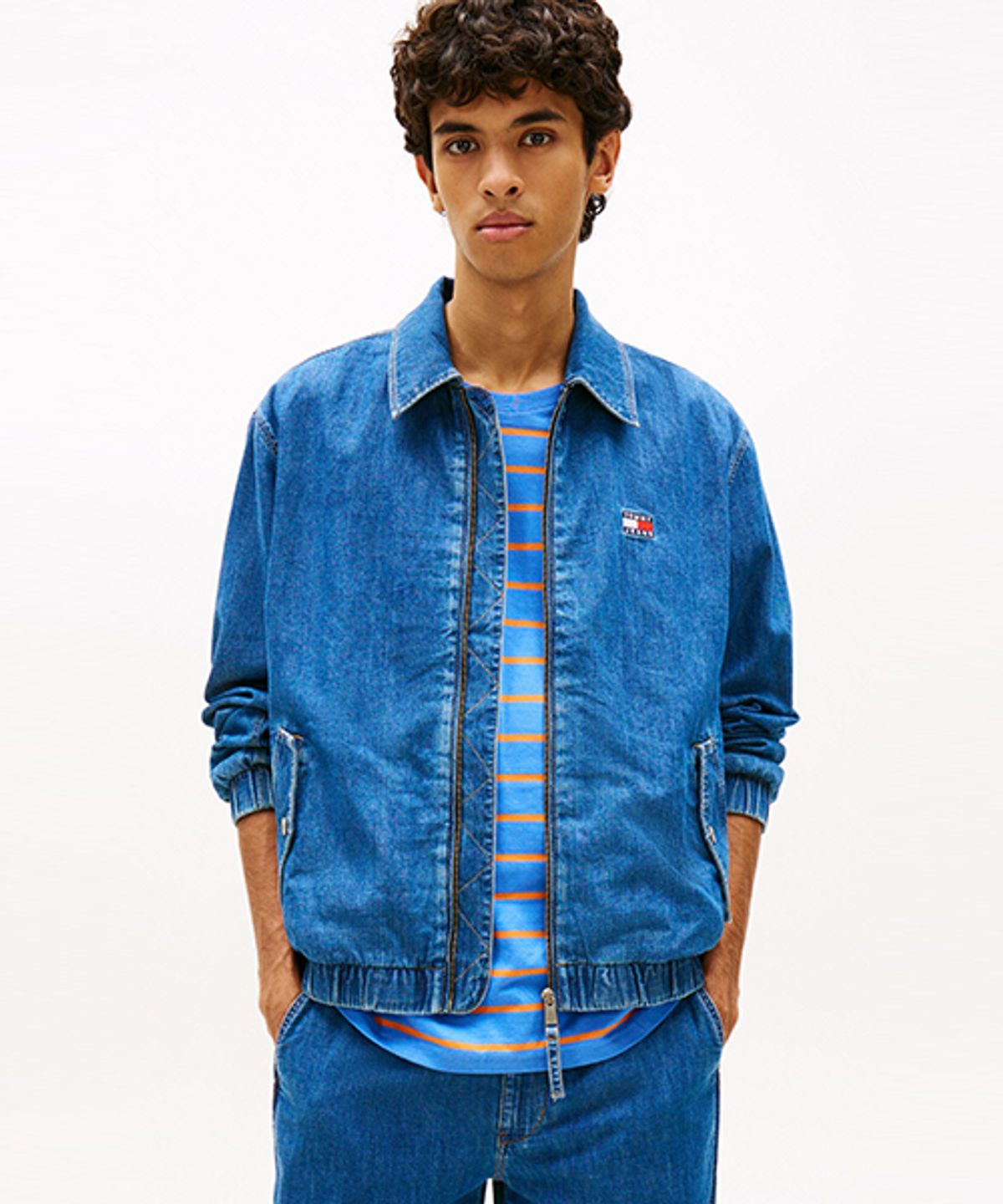 타미진스(TOMMY JEANS) 샴브레이 해링턴 재킷 (T32G1NJC40TMT11A5)