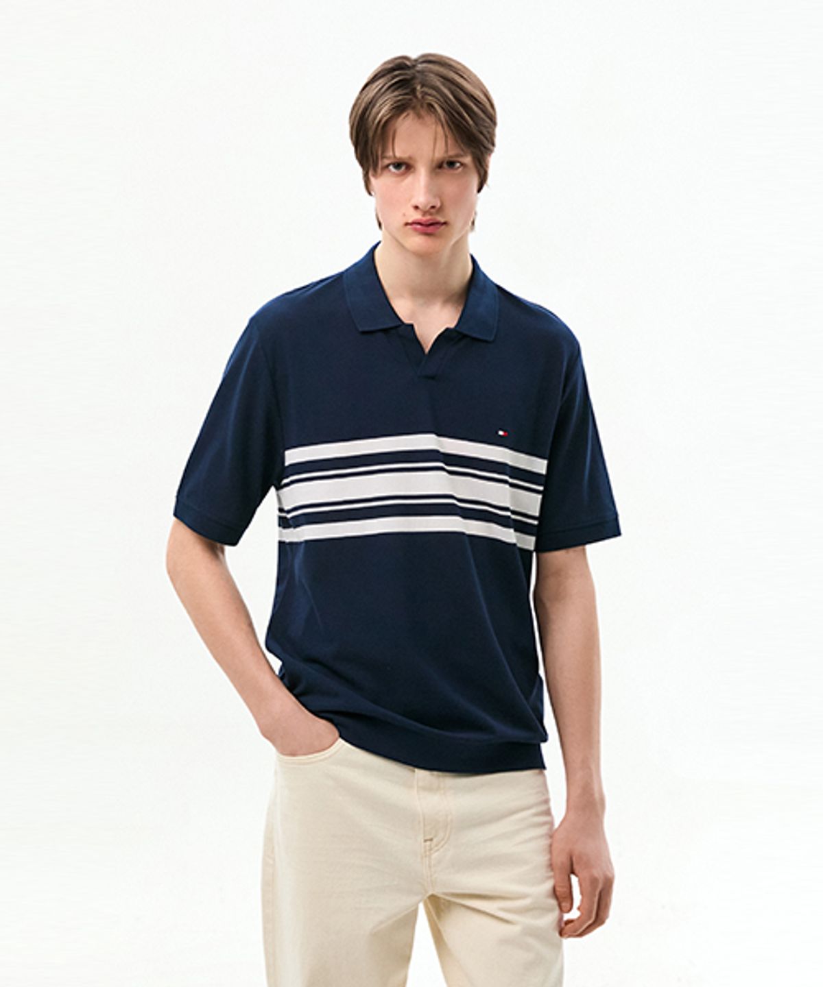 타미힐피거(TOMMY HILFIGER) 오픈 칼라 폴로 셔츠 (T12G1TKT100MT20A4)