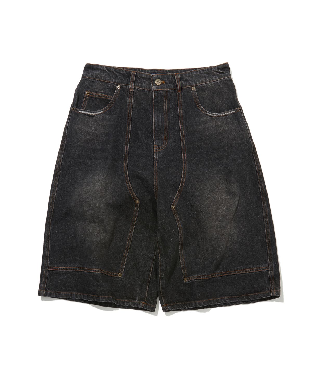 펜필드(PENFIELD) 데님 틴 워시드 더블니 버뮤다 팬츠 블랙_FS2WP13U