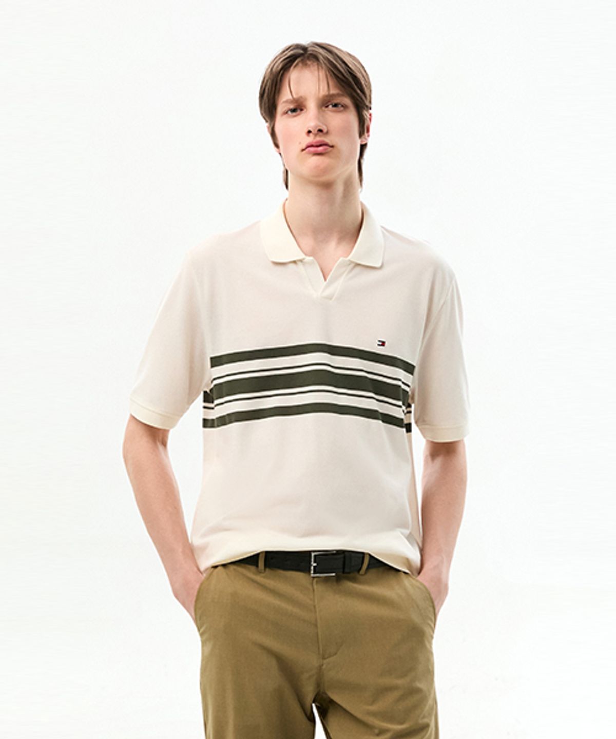 타미힐피거(TOMMY HILFIGER) 오픈 칼라 폴로 셔츠 (T12G1TKT100MT20FA)