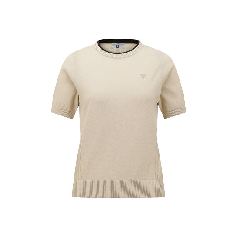 WOMEN SOLID SHORT SLEEVE SWEATER_BE