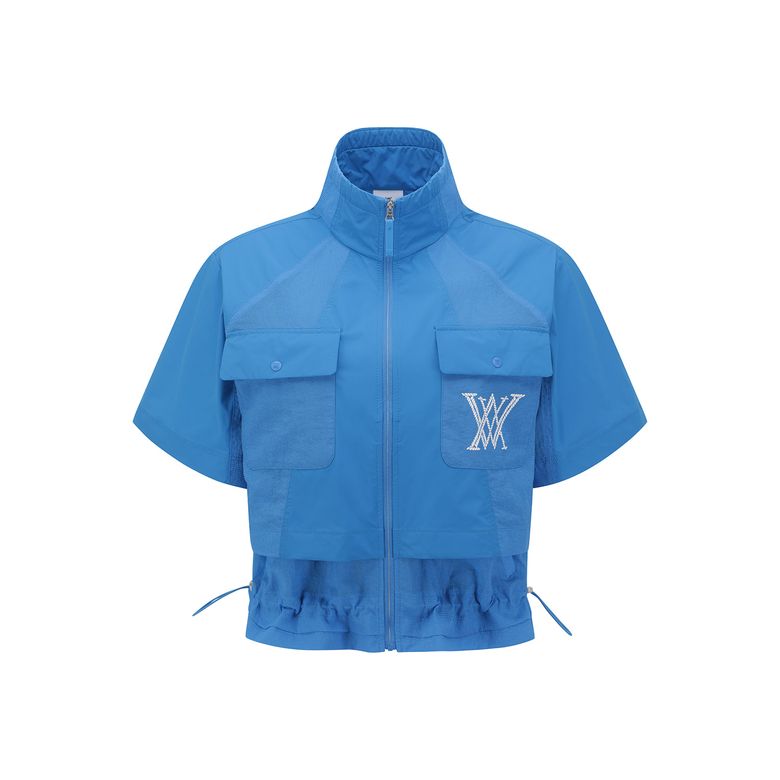 WOMEN ESSENTIAL SHORT SLEEVE PLEATS JACKET_BL