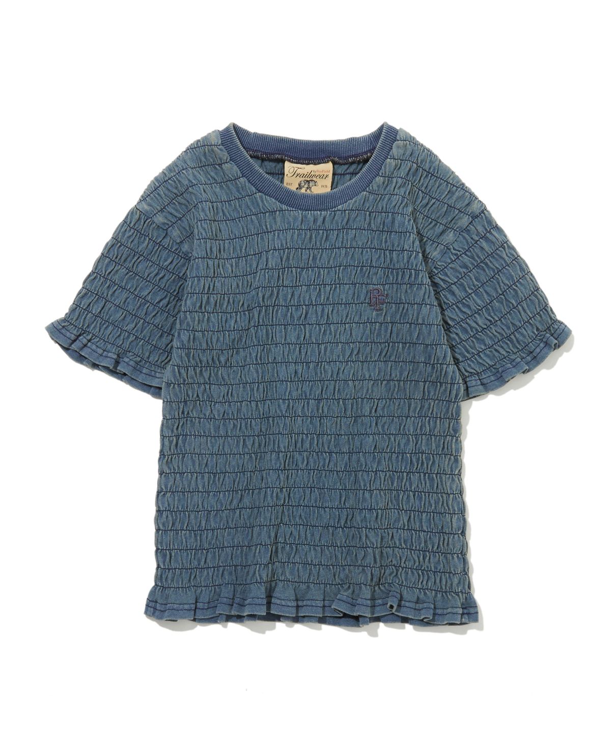 펜필드(PENFIELD) 인디고 러플 스모킹 반팔 티셔츠 스카이 블루_FS2KT27F