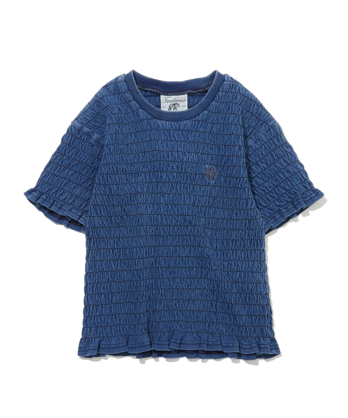 펜필드(PENFIELD) 인디고 러플 스모킹 반팔 티셔츠 라이트 인디고_FS2KT26F